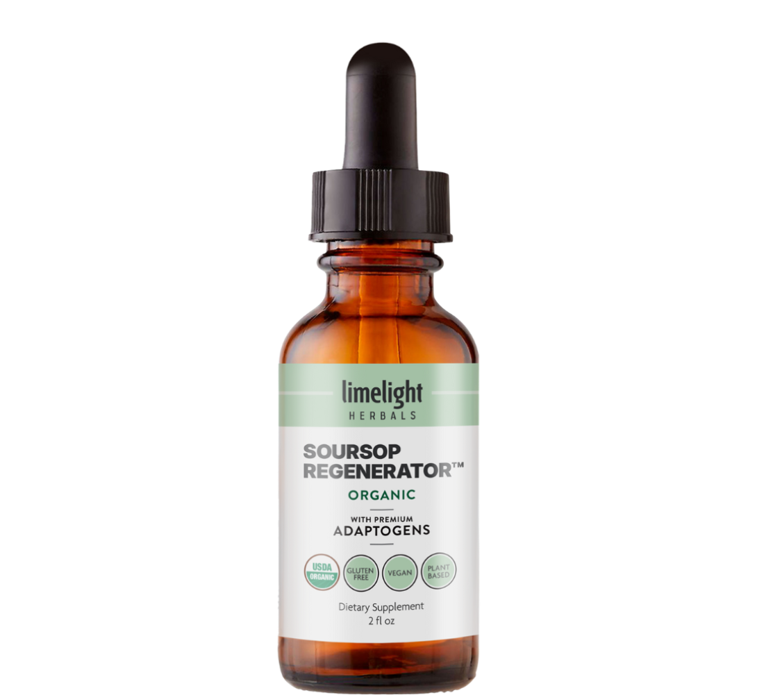 Limelight Herbals Soursop Regenerator Organic Liquid Supplement with Adaptogens – 2 fl oz vegan formula